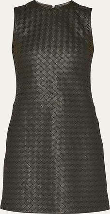 Bottega Veneta Leather Intrecciato Weave Mini Dress