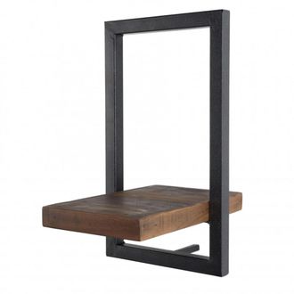 Macabane Estanter&iacute;a de pared XS de teca reciclada y metal negro de 20 cm