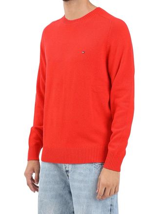 Tommy Hilfiger Crewneck Pullover with Raglan Sleeves in Vibrant Red