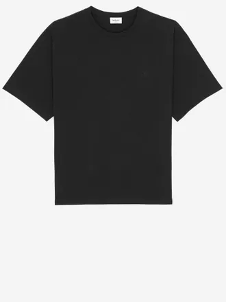Saint Laurent Logo-Embroidered Cotton T-Shirt - Black
