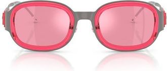 Diesel 49mm Small Mirrored Square Sunglasses in Brushed Gunmetal /Pink Mirror at Nordstrom