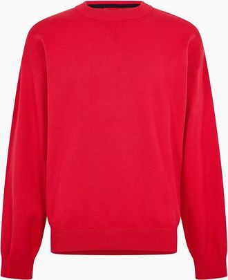 HUGO BOSS Mens Crew Neck Ribbed Collar Long Sleeve Sweatshirt - Pink - Size: 40