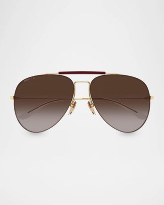 Gucci Men & apos;s GG2255S Pure Light Metal Pilot Sunglasses
