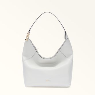 Furla Lara Shoulder Bag M Talco H White Grained Calf Leather Woman