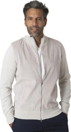 Gran Sasso Beige zip-up bi-material vest - Heren - Zomerjassen - Grijs - L - Katoen - Jassen