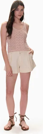 Rebecca Taylor Hannah Pointelle Tank in Desert Rose at Nordstrom, Size X-Small