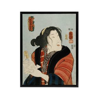 Artery8 Courtesan Shiraito Vintage Japanese Kuniyoshi Framed Canvas Wall Art | Size: W24 x H32