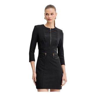 Elisabetta Franchi Double Crepe Jurk met Rits - Dames - Jurken - Zwart - Maat: XS Leer