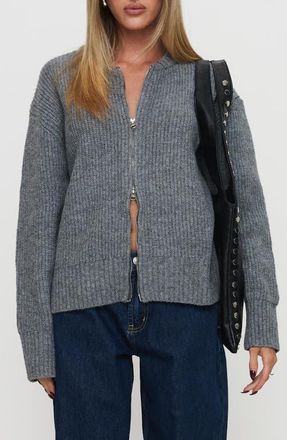 Princess Polly Lexene Zip Cardigan in Grey at Nordstrom, Size X-Small