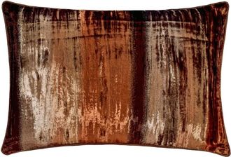 OEM Funda De Almohada Lumbar Decorativa Marr&oacute;n De 30 X 45 Cm (12 X 18), Funda De Almohada Rectangular Plisada De Terciopelo, Estampado Degradado De Estilo