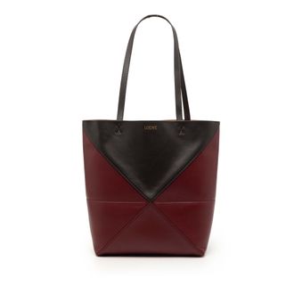 Loewe Tweedehands Medium Bicolor Glanzend Kalfsleer Puzzle Fold Tote