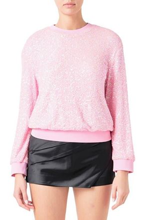 endless rose Sequin Crewneck Sweater in Pink at Nordstrom, Size X-Small
