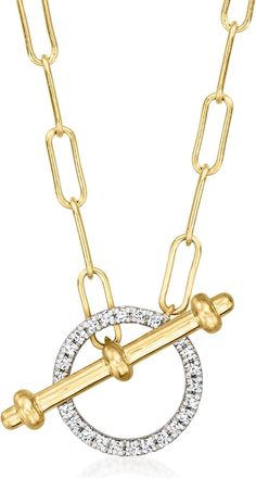 Ross-Simons Diamond Toggle Necklace in 18kt Gold Over Sterling