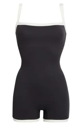 SPLITS59 Monah Rigor Romper in Black/White at Nordstrom, Size X-Large
