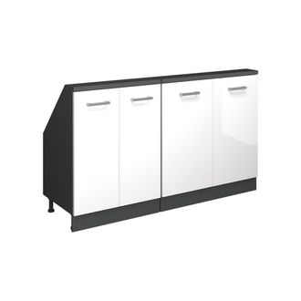 Vicco Armario De Cocina Para Techo Inclinado R-line, Blanco Brillo/antracita, 140 Cm Lote De 2, Vicco
