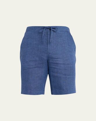 Loro Piana Mens Linen Drawstring Bermuda Shorts