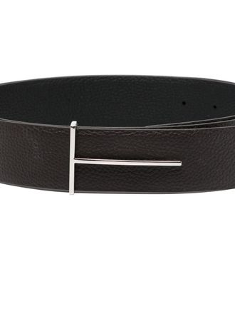 Tom Ford Mens Belt T Icon Black Leather Calfskin