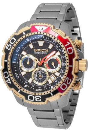Invicta TI-22 49495 Herenhorloge - Quartz Uurwerk - Titanium met Zwarte Wijzerplaat - 48 mm