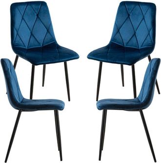 Regalos Miguel Packs Sillas Comedor - Pack 4 Sillas Lyke Terciopelo - Azul