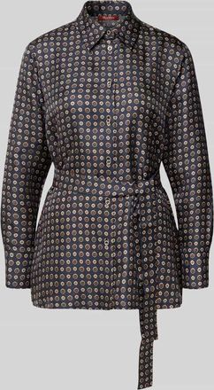 Max Mara Regular Fit Hemdbluse aus bedruckter Seide Modell BOCCALE in Marine, Größe 34