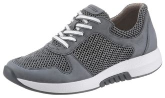 Gabor Keilsneaker GABOR ROLLINGSOFT, Damen, Gr. 35, grau, Nubukleder, Textil, Schuhe Keilsneaker, Freizeitschuh, Halbschuh, Schn&uuml;rschuh mit Logo an der Fers