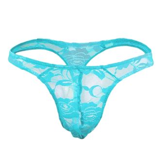 Generic Sexy Mens Sheer Floral Lace G-String Thong Sissy Bulge Pouch Panties Low Waist Bikini Briefs T-back Underwear Crossdress Males Girly Underpants Erotic