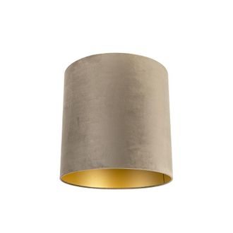 QAZQA Classico Cotone Paralume In Velluto Tortora 40/40/40 Con Interno Dorato, - Qazqa