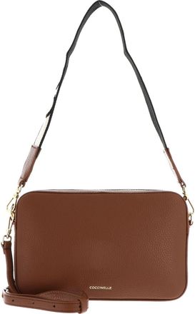 Coccinelle Tebe Mini Leather Shoulder Bag Grained Leather Cognac Brown