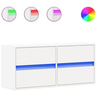 Berkfield Home TV Wall Cabinet with LED Lights White 100x31x45 cm | Size: 100 x 31 x 45 cm