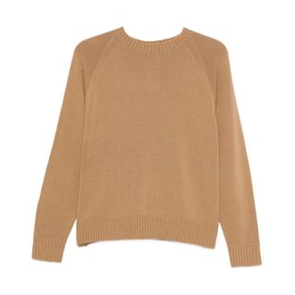 Max Mara Kameeltrui MM2 Stijlvol Ontwerp - Dames - Ronde hals truien - Bruin - L - Truien & Vesten