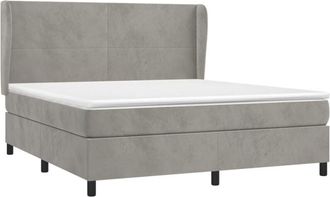 vidaXL Vidaxl - Cama Box Spring Con Colch&oacute;n Terciopelo Gris Claro 180x200 Cm