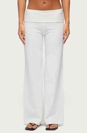 Edikted Wide Leg Foldover Pants in White at Nordstrom, Size X-Large
