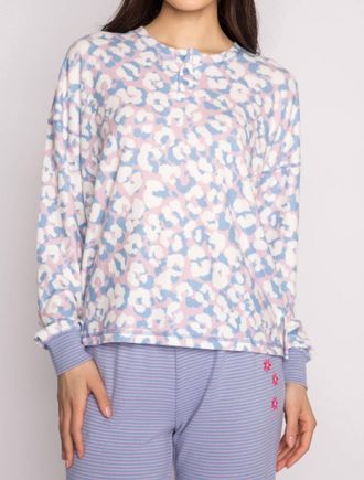 PJ Salvage Leopard Is My Happy Long Sleeve Top In Ivory