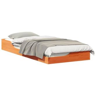Berkfield Home Modern Floor Bed Frame Wax brown 100 x 210 cm Solid pine wood