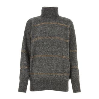 Brunello Cucinelli Turtlenecks, female, Gray, S, Turtleneck Knitwear