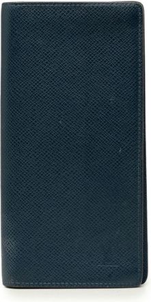 Louis Vuitton Taiga Navy Navy Blue Taiga Leather Long Wallet (Bi-Fold) (Pre-Owned)