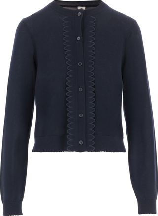 The Garment Navy Merino Wool Lace-Knit Cardigan