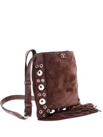 Valentino Garavani Nellcote su&egrave;de schoudertas met studs - Bruin