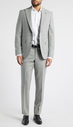 Jack Victor Engle Peak Lapel Pinstripe Wool Suit in Light Grey at Nordstrom Rack, Size 38 Regular