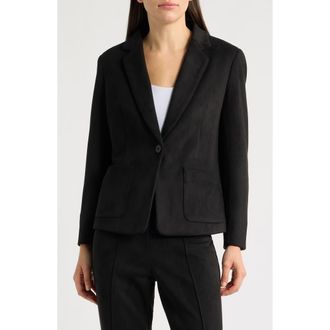 Anne Klein One-Button Faux Suede Jacket in Anne Black at Nordstrom, Size X-Small