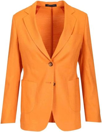 Sartoria Latorre Ongevoerde Single-breasted Blazer met twee knopen - Dames - Blazers - Oranje - S - Leer - Jassen