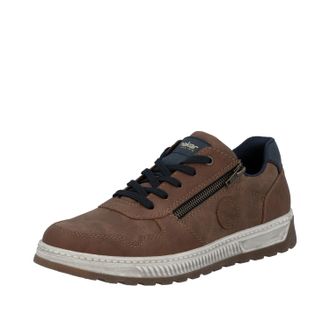 Rieker Sneaker RIEKER, Herren, Gr. 40, bunt (braun, dunkelblau), Nubuklederimitat, unifarben mit Farbeinsatz, Schuhe Sneaker, Freizeitschuh, Halbschuh, Schn&uuml;