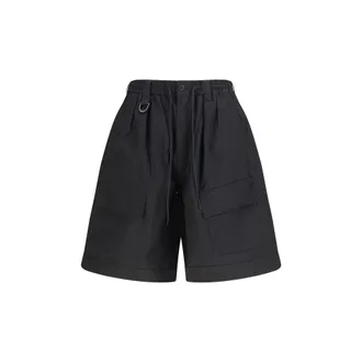 Yohji Yamamoto Black Cotton Bermuda Mens Shorts