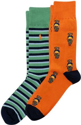 Polo Ralph Lauren Surf Club Mini Bears Assorted Two-Pack Socks in Orange at Nordstrom, Size 10-13