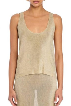 SER.O.YA Hero Metallic Knit Tank In Gold