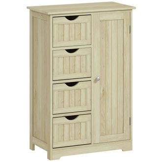 Kleankin Armario de ba&ntilde;o 56x30x83 cm madera natural