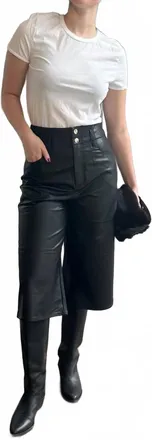 BERENICE Pulia Faux Leather Culotte Pants In Black