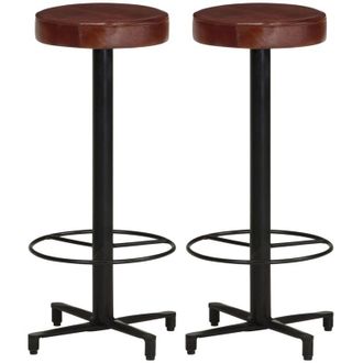 vidaXL Taburetes De Barra De Cocina 2 Unidades Cuero Aut&eacute;ntico 76 Cm Vidaxl