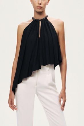 Nocturne Embellished Halter Blouse in Black at Nordstrom, Size Medium
