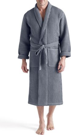 Boll & Branch Organic Cotton Waffle Robe in Mineral at Nordstrom, Size Medium